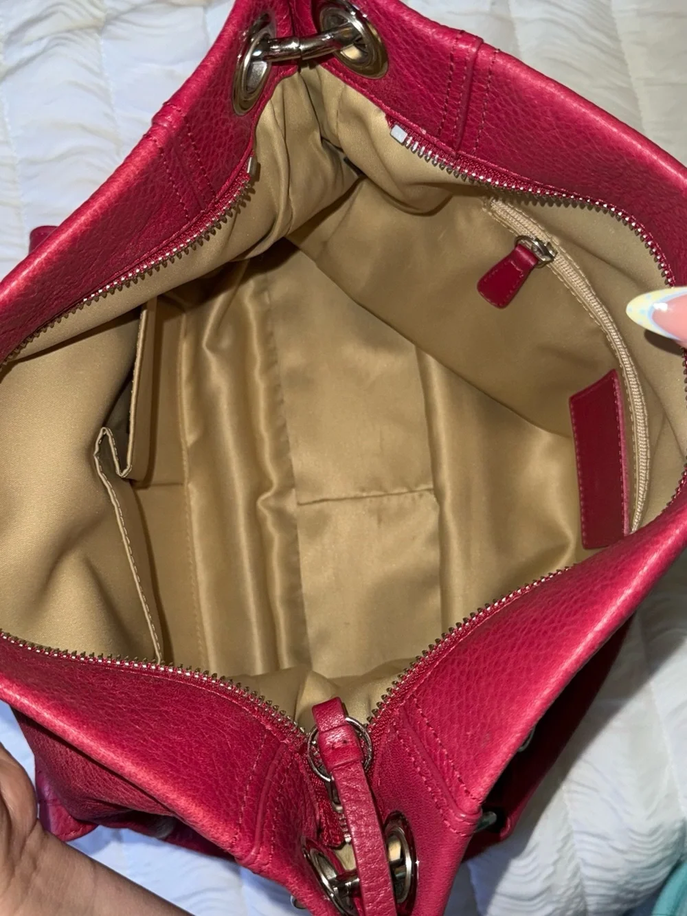 Coach Fuchsia Pebbled Leather Shoulder Bag